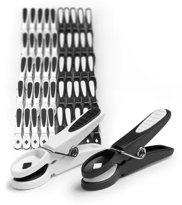 Productafbeelding van Relaxdays wasknijpers, zachte grip, 50 stuks, gummigecoat, stevig, handdoekknijpers, kunststof sokknijpers, zwart/wit
