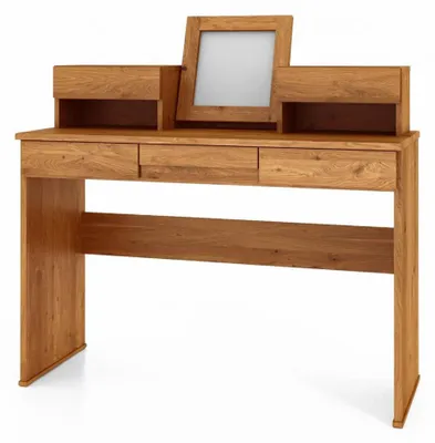 Produktbild von Schminktisch Bento aus Wildeiche massiv 115x45x113 mit 5 Schubladen und Spiegel