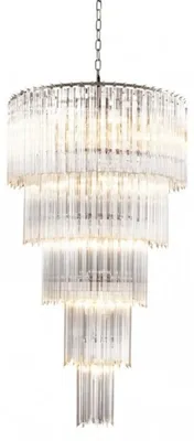 Produktbild von Casa Padrino Luxus Hängeleuchter Barock Stil Glas Kristall silberfarben 107 x 55 cm