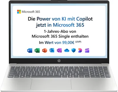 Produktbild von HP 15-fd0211ng, Intel® N, 39,6 cm (15.6"), 1920 x 1080 Pixel, 4 GB, 128 GB, Windows 11 Home