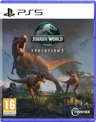 The image shows the cover art for the video game Jurassic World Evolution 3 for PlayStation 5.