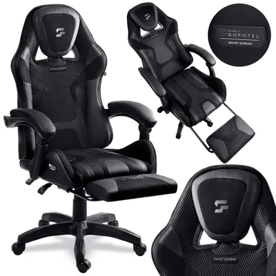 Imagen del producto de Silla de juego con respaldo reclinable y reposapiés