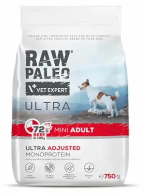 Zdjęcie produktu dla Raw Paleo Ultra Beef Mini Adult 750g Sucha Karma z Wołowiną Dla Psów Dorosłych Ras Małych
