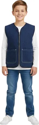 Produktbild von Zara Kids Denim-Baumwollweste mit Reißverschluss für Jungen 152