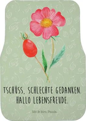 Produktbild von Mr. & Mrs. Panda Auto Fußmatte Blume Hagebutte - Blattgrün - Geschenk, Fürs, Automatte, Teppich, Lebensfreude, Fahrerseite, Autoteppich, Garten, Schlechte Gedanken