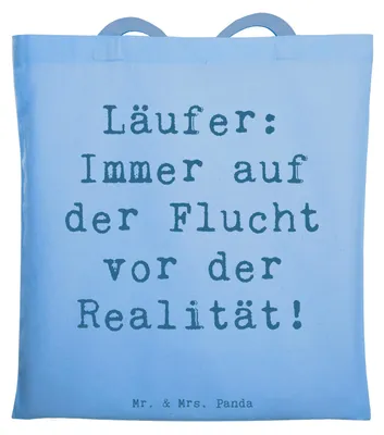 Produktbild von Mr. & Mrs. Panda Tote Bag Spruch Laufen Realitätsflucht - Sky Blue - Geschenk, Sportler, Sportart, Teamsport, Laptoptasche, Sport, Geschenke, Realität, mrs, Flucht