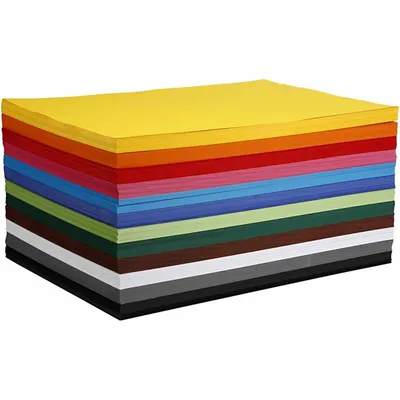 Produktbild von Farbkarton, A2, Blatt 420x594 mm, 180 g, Sortierte Farben, 12x100 Bl./ 1 Pck