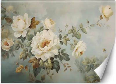 Immagine prodotto di Murale grande vintage fiori primaverili carta da parati per pareti 250x175 cm colore Verde tema Fiori
