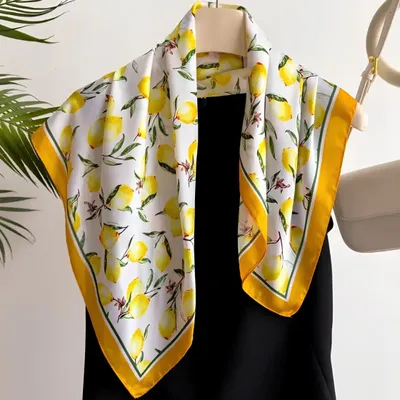 Zdjęcie produktu dla Elegancka Chusta CT-40888 Żółta/Biała z Motywem Cytrynowym KP40888