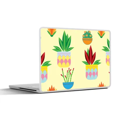 Produktbild von MuchoWow® Laptop Aufkleber Sticker Cover Pflanzen - Blumentopf - Muster - Regenbogen 40x30 cm - Laptop Dekoration - Selbstklebend