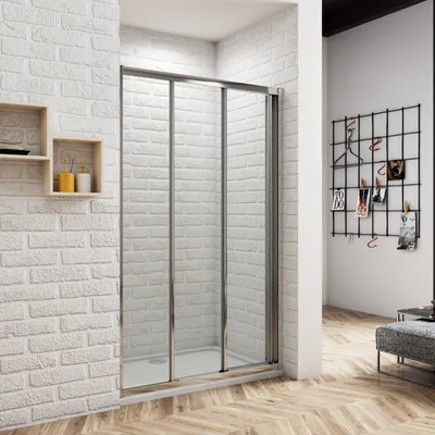 Produktbild von 120x195cm 3-teilig Duschkabine Duschabtrennung Duschtür ESG Glas Ohne Duschtasse