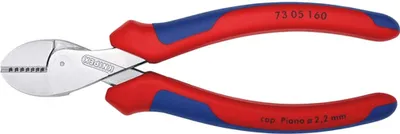 Productafbeelding van Knipex kniptang, lengte 160 mm, met zwarte, inktachtige coating, verchroomd hoofd en handgrepen met 2-componenten omhulling - 73 05 160
