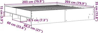 Produktbild von vidaXL Bettgestell ohne Matratze Sonoma-Eiche 200x200 cm Holzwerkstoff