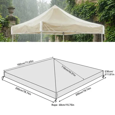 Produktbild von Transparente Ersatzabdeckung für Pavillon, Clear PVC Pavillon Schutzhaube, Pavillondach Regenschutz, Gazebo Ersatzbezug, Wetterschutz Gartenzelt Pavillondach,2mx2m