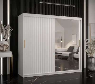 Produktbild von Kleiderschrank mit Spiegel RADKIN 2 – Breite 200 cm, weiß