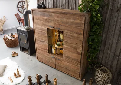 Produktbild von MASSIVMOEBEL24 Highboard Akazie 145x40x153 natur lackiert BARK #107