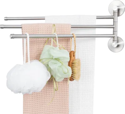 Produktbild von Edelstahl Handtuchhalter Bad Schwenkbar 3-armige Handtuchstange Wandmontage, 40 CM Handtuchhalter für Küche, WC, Garderobe und Bad, Gebürstet