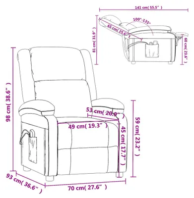 Imagen del producto de Sillón de masaje eléctrico, color gris claro, tapizado en terciopelo, marca vidaXL