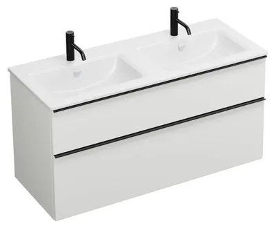 Obrázok produktu pre burgbad Eqio Slim keramické dvojité umývadlo, toaletná skrinka s 2 zásuvkami, 1220x490x620 mm, SHBX122F6582C0001G0252