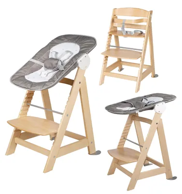 Produktbild von roba Born Up Treppenhochstuhl, Set 2in1, 'Sternenzauber', mit Liegefunktion, ab Geburt, natur