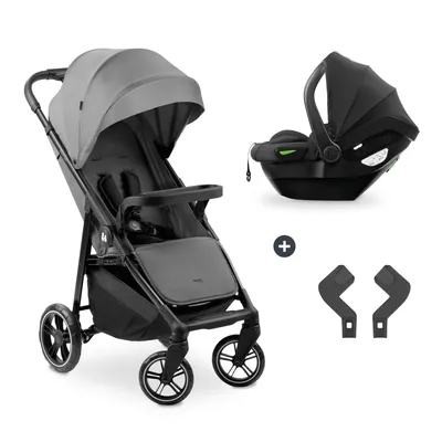 Produktbild von hauck 2in1 Kinderwagen Set Shop N Care Travel Set inkl. Buggy und Babyschale ab Geburt bis 22 kg, Klein Zusammenklappbar, Liegefunktion, Getränkehalter & Tablett, UV-Schutz 50+ (Grey)