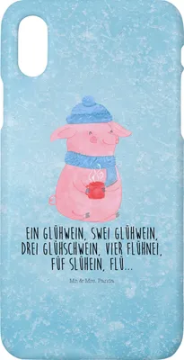 Produktbild von Mr. & Mrs. Panda Iphone 10 Handyhülle Schweinchen Glühwein - Eisblau - Geschenk, Spruch, Weihnachten, Weihnachtsmarkt, Betrunken, Hülle, X, Cover, Handy
