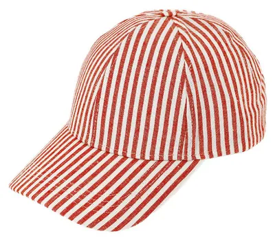 Fiebig sommerlich gestreifte Baseballcap aus Baumwolle mit Klettverschluss in rot