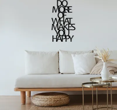 Obrázek produktu pro Wallity, Do More Of What Makes You Happy Metal Decor, nástěnná dekorace, černá, kov, 40 x 70 cm