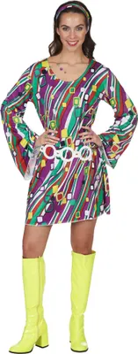 Produktbild von 70er Retro Hippie Kleid Dizzy - für Fasching Größe: 36-38