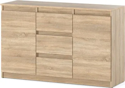 Zdjęcie produktu dla Komoda Drewniana 3 Szuflady Do Salonu Sypialni 120Cm Nowoczesna Dąb Sonoma