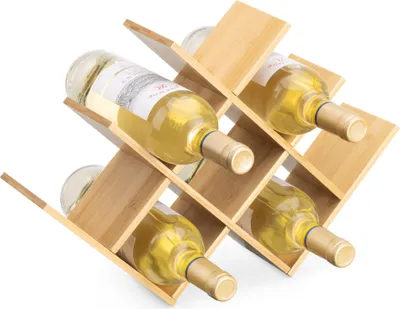 Produktbild von Navaris Weinregal Flaschenregal Regal aus Bambus - 43,5x10x29,5cm Weinflaschenhalter Weinhalter aus Holz - Halterung Regaleinsatz für Wein