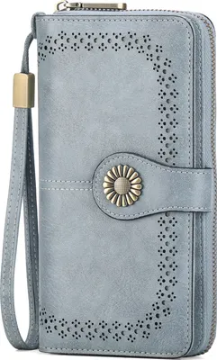 Immagine prodotto di INF Portafoglio lungo con cerniera e blocco RFID da donna Blu