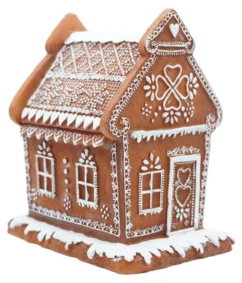 Productafbeelding van Clayre & Eef Lebkuchenhuis met LED-verlichting, 17 cm, bruin, van polyresin