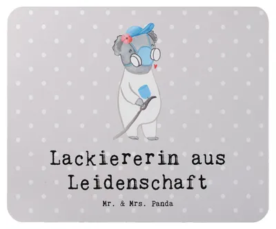 Produktbild von Mr. & Mrs. Panda Mousepad Lackiererin Leidenschaft - Grau Pastell - Geschenk, Gesellenprüfung, Witzig, Mouse Pad, computer mauspad, Spruch, Ausbildung, mousematte, laptop