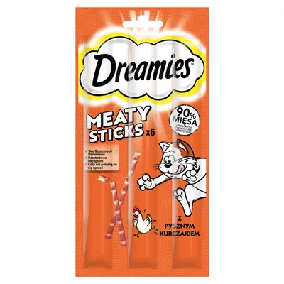 Produktbild von Dreamies Meaty Sticks Hühnerleckerli für Katzen, 6x5g