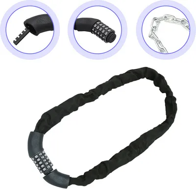 Produktbild von Jopassy Fahrradschloss Zahlencode 6mm Stahlkettenglieder 5-stelliges Zahlenschloss Kettenschloss Fahrrad Schloss E-Bike Motorradschloss, 120cm