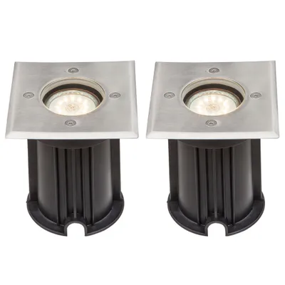 Produktbild von 2er Set Bodeneinbaustrahler, Edelstahl, Glas,  L 11 cm