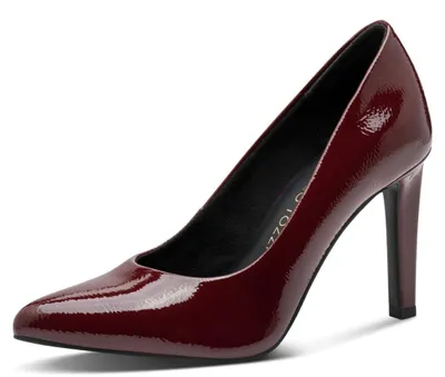 Zdjęcie produktu dla Eleganckie czerwone (lakierowane, kolor Chianti) czarne pompy damskie marki Marco Tozzi, rozmiar 36 EU
