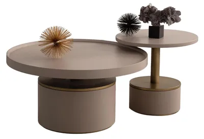 Produktbild von Set Beistelltisch Couchtisch Tische Design Luxus Wohnzimmer Möbel Rund Holz