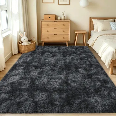 Immagine prodotto di Tappeto per soggiorno, pelo alto, effetto shag, color grigio scuro, 120x160 cm
