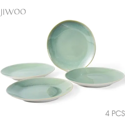 Produktbild von Teller Set 4er Ø27,7cm Keramik Speiseteller Frühstücksteller Kuchenteller Flachteller für 4 Personen Reactive Glaze Mikrowellen- und Spülmaschinenfest