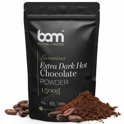 Produktbild von BAM Extra Dunkle Heiße Schokolade - Trinkschokolade - heiße Schokolade - 1500 g, KI-generiertes Bild