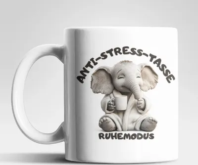 Produktbild von Anti Stress Ruhemodus Elefant Kaffeetasse Teetasse Tasse Geschenkidee 325 ml