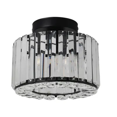 Produktbild von Moderne Kristall-Deckenleuchte, Edelstahl, Aufputzmontage, E27 LED, 21cm x 18cm (8/lili26in x 7/lili08in)/li/ul/div