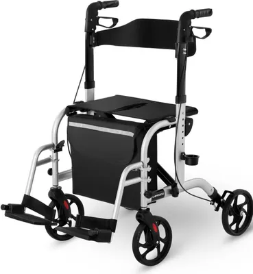 Obrázek produktu pro Uniprodo rollator Přepravní židle Pomůcka pro chůzi 2 v 1 Opěrky nohou Podporuje každodenní život