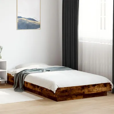 Produktbild von vidaXL Bettgestell mit LED Räuchereiche 90x200 cm Holzwerkstoff