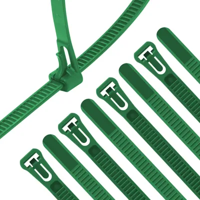 Produktbild von Kabelbinder Wiederverwendbar Grün 100 Stück 250mm x 7.6mm UV- und Hitzebeständig