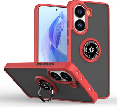 Image de Etui pour Xiaomi Poco X7 Pro/Redmi Turbo 4 5G étui en TPU translucide mat avec support d'anneau et stand Rouge