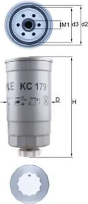 Produktbild von Kraftstofffilter MAHLE KC 179 für FIAT PUNTO (188) Anschraubfilter