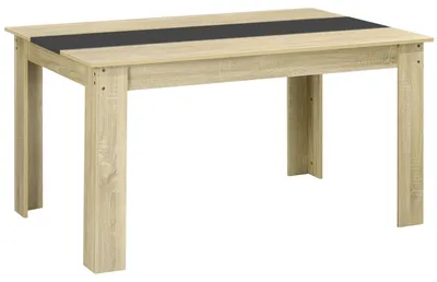 Produktbild von Esstisch fš¹r 6 Personen aus naturfarbenem und schwarzem Holz, Ma?e 140 x 90 x 75 cm (L x B x H).